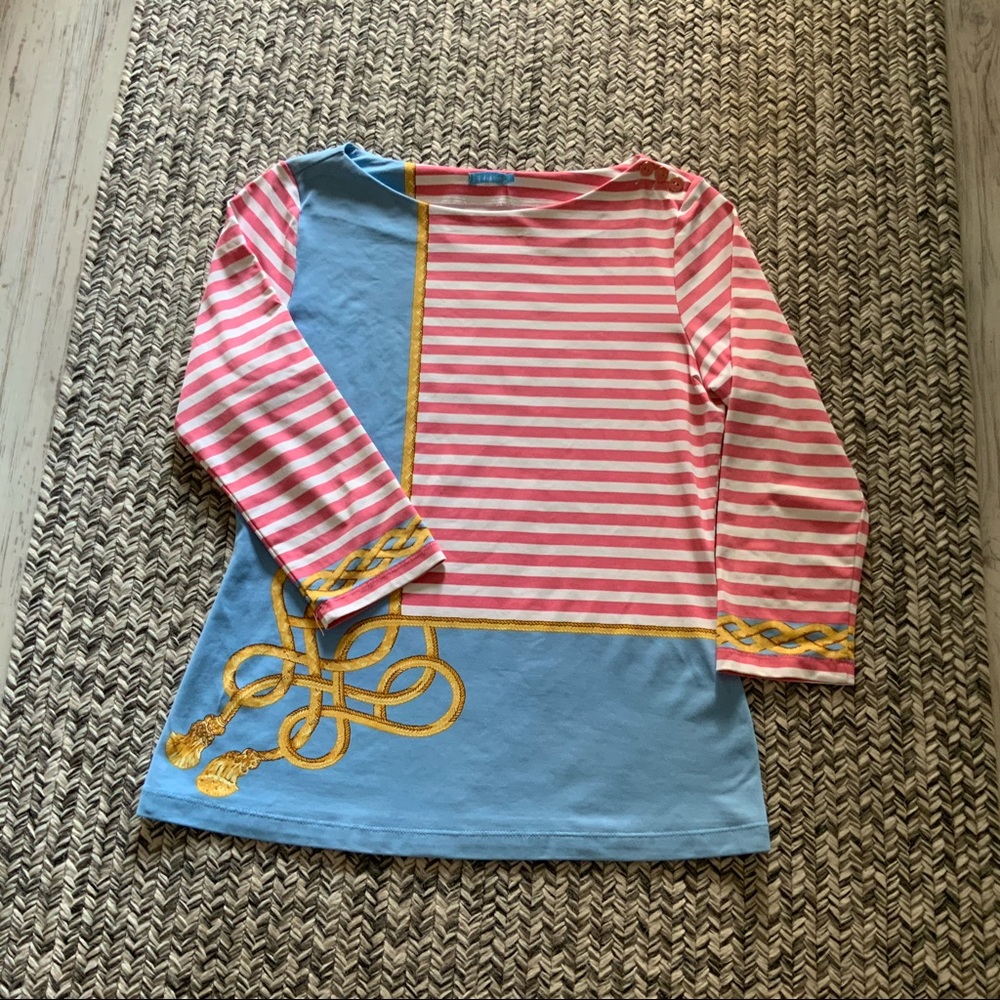 J McLaughlin Catalina cloth 3/4 sleeve top.